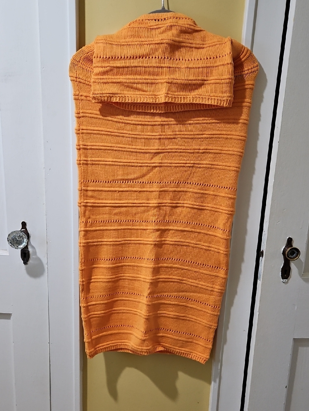 2pc Freshman Orange Knit Tube Top And Skirt